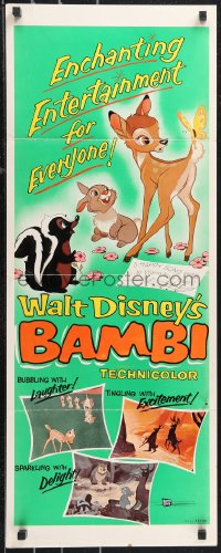 1c0970 BAMBI insert R1957 Walt Disney cartoon deer classic, great art with Thumper & Flower!