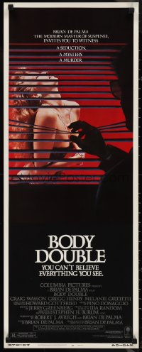 1c0972 BODY DOUBLE insert 1985 Brian De Palma, Melanie Griffith, voyeur watches sexy woman!