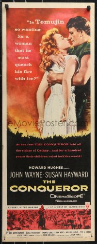 1c0974 CONQUEROR insert 1956 barbarian John Wayne grabs sexy Susan Hayward!
