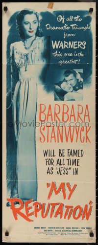 1c0986 MY REPUTATION insert 1946 art of bad Barbara Stanwyck who thought she knew what she was doing!