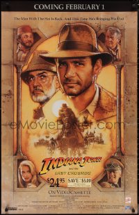 1c0082 INDIANA JONES & THE LAST CRUSADE 27x42 video poster 1989 Ford/Connery by Drew Struzan!