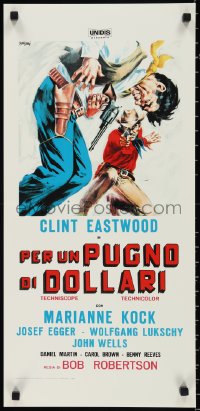 1c0352 FISTFUL OF DOLLARS Italian locandina R1970s different artwork of generic cowboy by Symeoni!