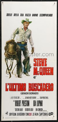 1c0360 JUNIOR BONNER Italian locandina 1972 different art of rodeo cowboy Steve McQueen by Casaro!