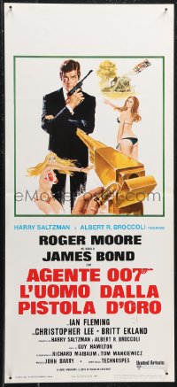 1c0365 MAN WITH THE GOLDEN GUN Italian locandina 1974 Roger Moore as James Bond, Enzo Sciotti art!