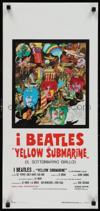 1c0387 YELLOW SUBMARINE Italian locandina R1980s Beatles John, Paul, Ringo & George, different!