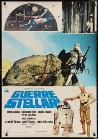 1c0278 STAR WARS Italian 27x38 pbusta 1977 George Lucas classic epic, Luke, Leia, C-3PO & R2-D2!