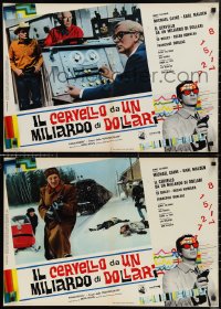 1c0401 BILLION DOLLAR BRAIN set of 5 Italian 18x27 pbustas 1968 Michael Caine, Karl Malden, Ken Russell!