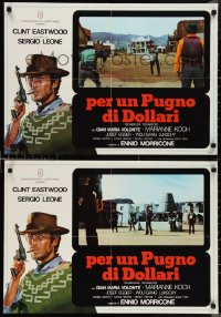 1c0404 FISTFUL OF DOLLARS set of 4 Italian 19x27 pbustas R1976 introducing man w/ no name, Eastwood!