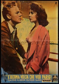 1c0407 LAST TIME I SAW PARIS Italian 19x27 pbusta 1955 close-up of Elizabeth Taylor & Van Johnson!