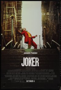 1c1228 JOKER advance DS 1sh 2019 Joaquin Phoenix as the DC Comics villain at the top of the steps!