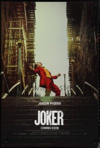1c1229 JOKER int'l teaser DS 1sh 2019 Joaquin Phoenix as the DC Comics villain at the top of the steps!