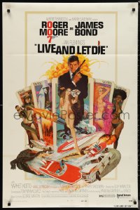 1c1268 LIVE & LET DIE West Hemi 1sh 1973 Robert McGinnis art of Roger Moore as James Bond!