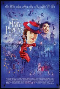 1c1288 MARY POPPINS RETURNS advance DS 1sh 2018 Disney sequel, Emily Blunt, different montage art!