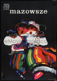 1c0739 MAZOWSZE Polish 26x38 1974 cool and colorful Waldemar Swierzy art of cute dancers!