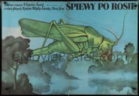 1c0754 SPIEWY PO ROSIE Polish 26x38 1982 giant killer grasshopper in forest art by Wieslaw Walkuski!