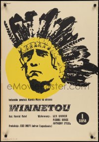 1c0679 APACHE GOLD Polish 23x33 1965 Winnetou - 1. Teil, Barker, Rapnicki art of American Indian!