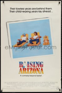 1c1352 RAISING ARIZONA 1sh 1987 Coen Brothers, best art of Nicolas Cage, Holly Hunter & baby!