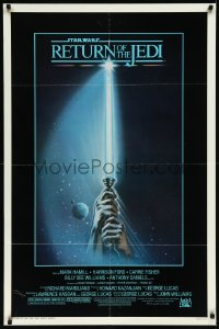 1c1365 RETURN OF THE JEDI 1sh 1983 George Lucas, art of hands holding lightsaber by Reamer!
