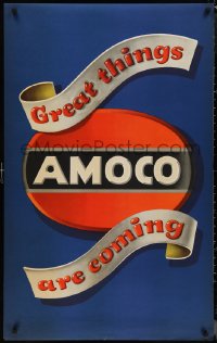 1c0020 AMOCO 27x43 advertising poster 1940 Great Things are coming, cool logo art!