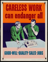 1c0068 CARELESS WORK CAN ENDANGER ALL 17x22 motivational poster 1960s Elliott Service Company!