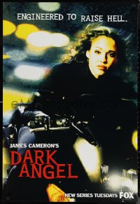 1c0090 DARK ANGEL tv poster 2000 James Cameron, great image of sexy Jessica Alba on motorcycle!