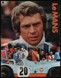 1c0212 LE MANS 17x22 special poster 1971 Gulf Oil, close up of race car driver Steve McQueen!