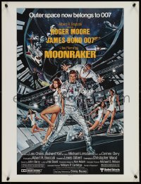 1c0219 MOONRAKER 21x27 special poster 1979 art of Roger Moore as Bond & Lois Chiles in space by Goozee!
