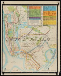 1c0220 NEW YORK SUBWAY MAP 24x30 special poster 1980 cool map of the layout of the whole system!