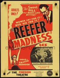 1c0227 REEFER MADNESS 17x22 special poster R1972 image of dope crazed youths, ultra rare!