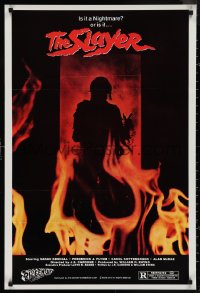 1c0231 SLAYER 23x35 special poster 1982 silhouette in flaming doorway, this time your nightmare is real!