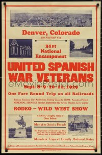 1c0238 UNITED SPANISH WAR VETERANS 22x34 special poster 1929 rodeos, wild west shows, ultra rare!