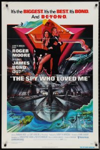 1c1417 SPY WHO LOVED ME 1sh 1977 great art of Roger Moore as James Bond by Bob Peak!