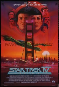 1c1421 STAR TREK IV 1sh 1986 art of Leonard Nimoy, Shatner & Klingon Bird-of-Prey by Bob Peak!