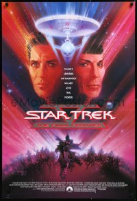 1c1423 STAR TREK V advance 1sh 1989 The Final Frontier, art of William Shatner & Nimoy by Bob Peak!