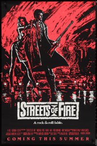 1c1433 STREETS OF FIRE advance 1sh 1984 Walter Hill, Riehm pink dayglo art, a rock & roll fable!