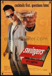 1c1439 SWINGERS 1sh 1996 partying Vince Vaughn with giant martini, directed by Doug Liman!