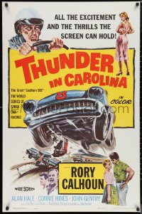 1c1456 THUNDER IN CAROLINA 1sh 1960 Rory Calhoun, artwork of the World Series of stock car racing!