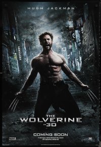 1c1486 WOLVERINE style C int'l teaser DS 1sh 2013 barechested Hugh Jackman kneeling w/ claws out!