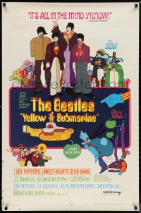 1c1498 YELLOW SUBMARINE 1sh 1968 psychedelic The Beatles art, ultra rare unfolded 12 song style!