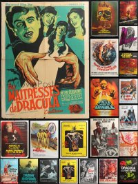 1d1078 LOT OF 22 FORMERLY FOLDED FRENCH 23x32 HORROR/SCI-FI POSTERS 1960s-1970s a variety of cool images!
