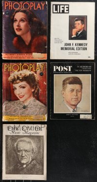 1d0618 LOT OF 5 MAGAZINES 1930s-1963 Photoplay, Life, Saturday Evening Post, The Etude!