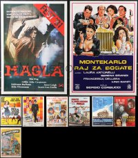1d0964 LOT OF 9 FORMERLY FOLDED YUGOSLAVIAN POSTERS 1960s-1970s a variety of cool movie images!