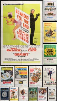 1d0295 LOT OF 19 FOLDED 1960S-70S ONE-SHEETS FROM CAPER/HEIST MOVIES 1960s-1970s cool movie images!