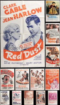 1d0335 LOT OF 13 FOLDED RE-RELEASE ONE-SHEETS FROM 1930S MGM CLASSIC MOVIES R1960s cool images!