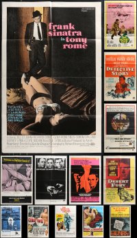 1d0334 LOT OF 14 FOLDED 1950S-60S ONE-SHEETS FROM COPS, DETECTIVES & PRIVATE EYES MOVIES 1950s-1960s