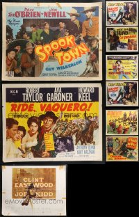 1d1000 LOT OF 15 FORMERLY FOLDED & UNFOLDED COWBOY WESTERN HALF-SHEETS 1940s-1970s cool images!