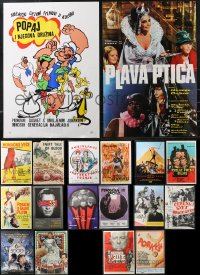 1d0957 LOT OF 22 FORMERLY FOLDED YUGOSLAVIAN POSTERS 1960s-1980s a variety of cool movie images!