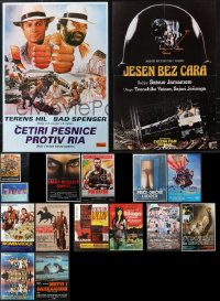1d0958 LOT OF 18 FORMERLY FOLDED YUGOSLAVIAN POSTERS 1970s-1980s a variety of cool movie images!