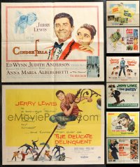 1d1002 LOT OF 8 FORMERLY FOLDED JERRY LEWIS HALF-SHEETS 1950s-1960s Cinderfella, Patsy & more!