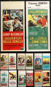 1d0845 LOT OF 14 FORMERLY FOLDED ITALIAN LOCANDINAS 1950s-1960s a variety of cool movie images!